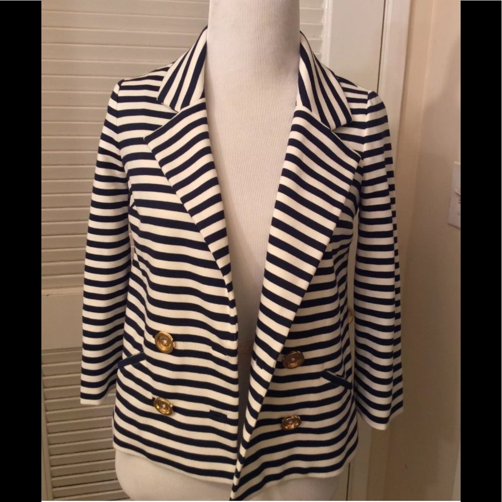 Juicy Couture Navy and White Striped Blazer XS